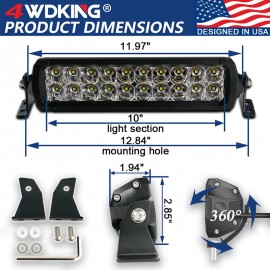 LED Light Bar 10 inch 4WDKING Screwless Design Waterproof Double Row Off Road Light 